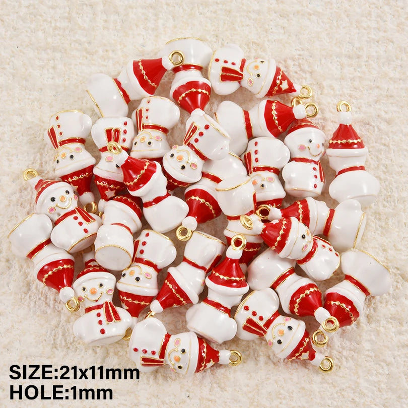 5pcs Christmas Charm Enamel Apple Socks Bell DIY Pendant Charms For Jewelry Making Keychain Earrings Bulk Handmade Material Gift