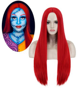 Red Sally Wig Costume The Nightmare Before Christmas Long Straight Red Synthetic Hair