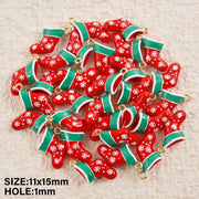 5pcs Christmas Charm Enamel Apple Socks Bell DIY Pendant Charms For Jewelry Making Keychain Earrings Bulk Handmade Material Gift