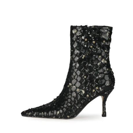Sssseriously Ssssasssy Sssshort Boots Black Red Snake Ankle Boots