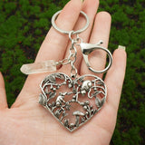 Forest Love Heart Mushroom And Mouse Keyring