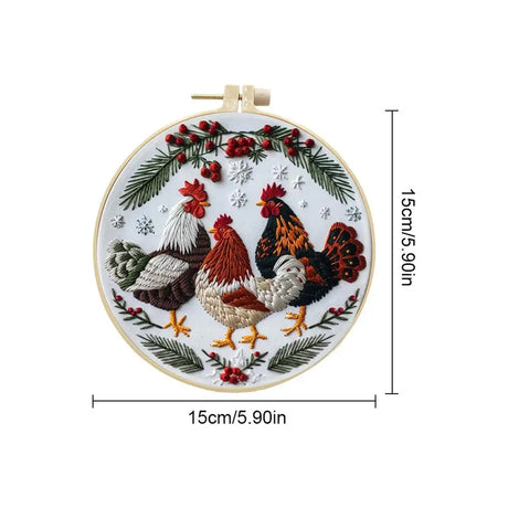 Christmas Roosters DIY Embroidery Kit