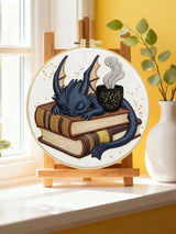 Library Dragon 20X20CM/15X15CM DIY Embroidery Kit for Beginners