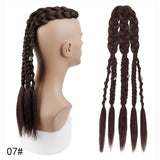 Viking Mohawk Cornrow Braided Mullet Wig Synthetic Thick 5 Braids with Metal Rings for Cosplay