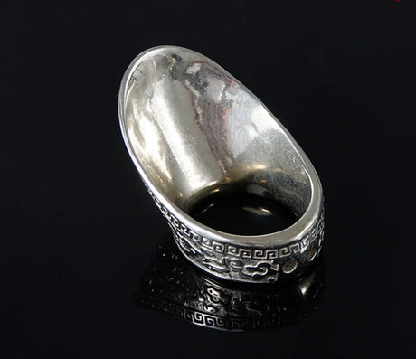 Engraved Archery Thumb Ring Tibetan Silver Banzhi Archery Gear