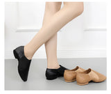Genuine Leather Jazz Dance Shoes Brown Black Anti-Slip Latin Dance Practice Sneakers