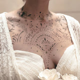 Punk Moon Totem Temporary Tattoos Chest Body Art
