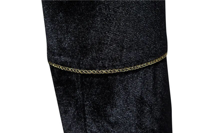 Plush Velvet Suit Two-piece Mens Party Suits Double Breasted Tuxedo Blazers & Pants
