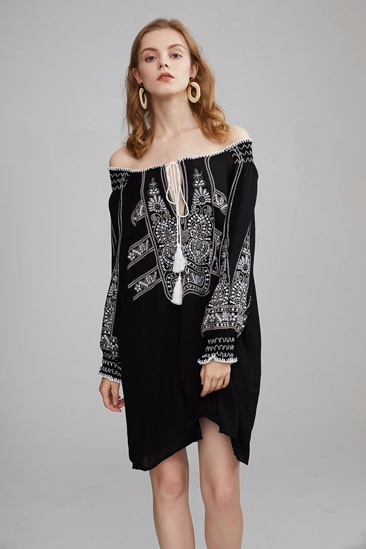 Mirai's Embroidered Boho Dress