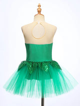 Royal Elf Green Sequins Girls Ballet Dance Dress Tutu Gymnastics Leotard Figure Skating Dance Performance Costume