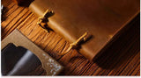 Stitched Genuine Leather Notebook 6 Colours Handmade Journal with Lock Blank Kraft Paper 200 Pages Sketchbook