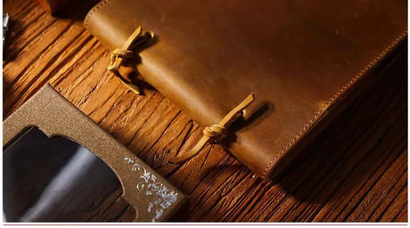 Stitched Genuine Leather Notebook 6 Colours Handmade Journal with Lock Blank Kraft Paper 200 Pages Sketchbook