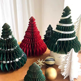 Christmas Paper Honeycomb Decorations Ball Folding Christmas Tree Table 3D Ornaments