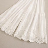 Mori Girl Embroidered Cotton Wide Leg Layering Pants