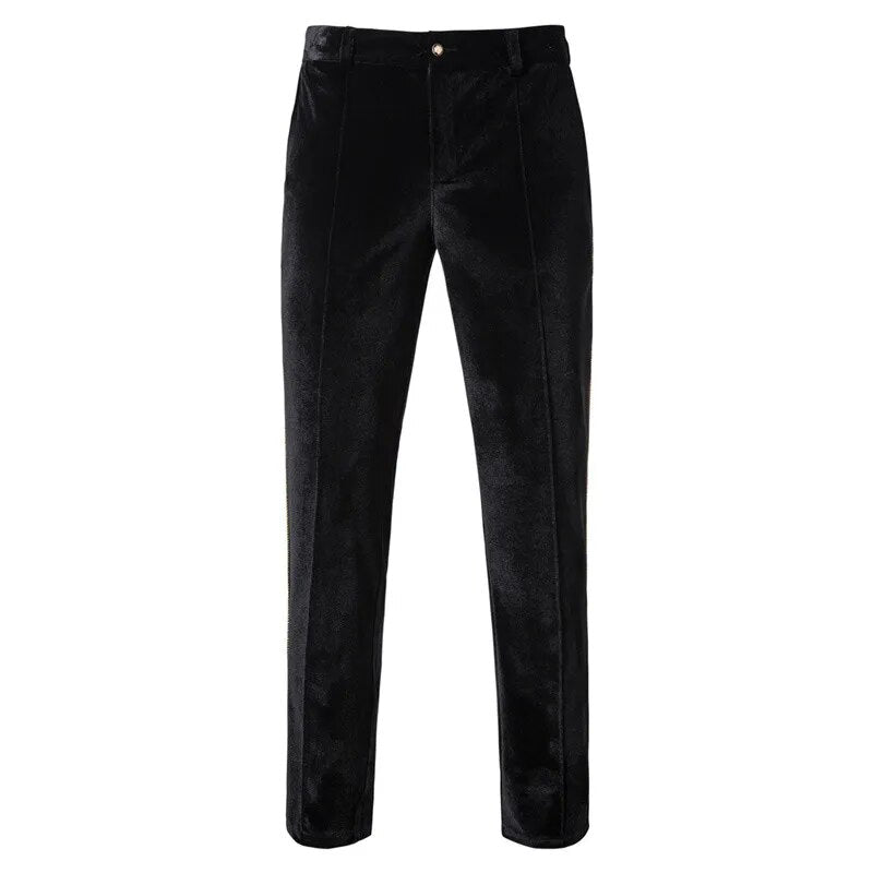 Plush Velvet Suit Two-piece Mens Party Suits Double Breasted Tuxedo Blazers & Pants