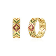 Colourful Zircon Gold Stud Earrings Mix'n'Match