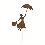 Rusty Metal Mary Poppins Garden Decor