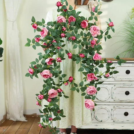 Artificial Sweetheart Roses Silk Fake Flowers Vines Party Decoration