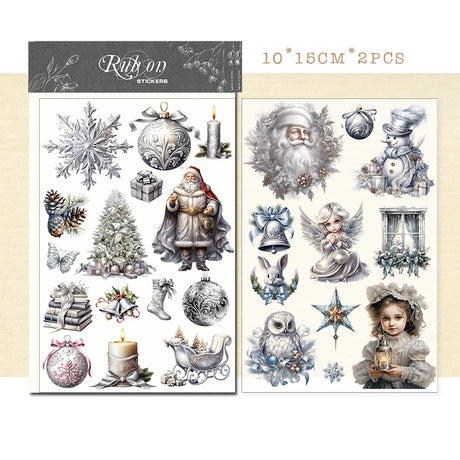 Vintage Christmas Snowman RUB ON Transfer Stickers Junk Journal Mushroom DIY Scrapbooking Craft
