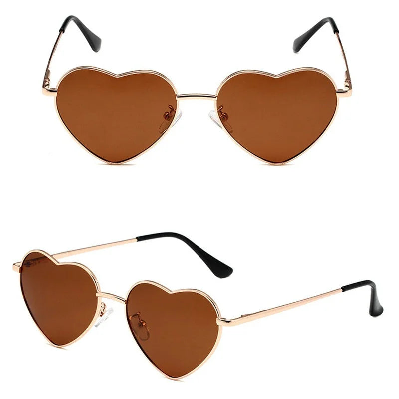 Metal Rim Heart Shaped Sunglasses UV400