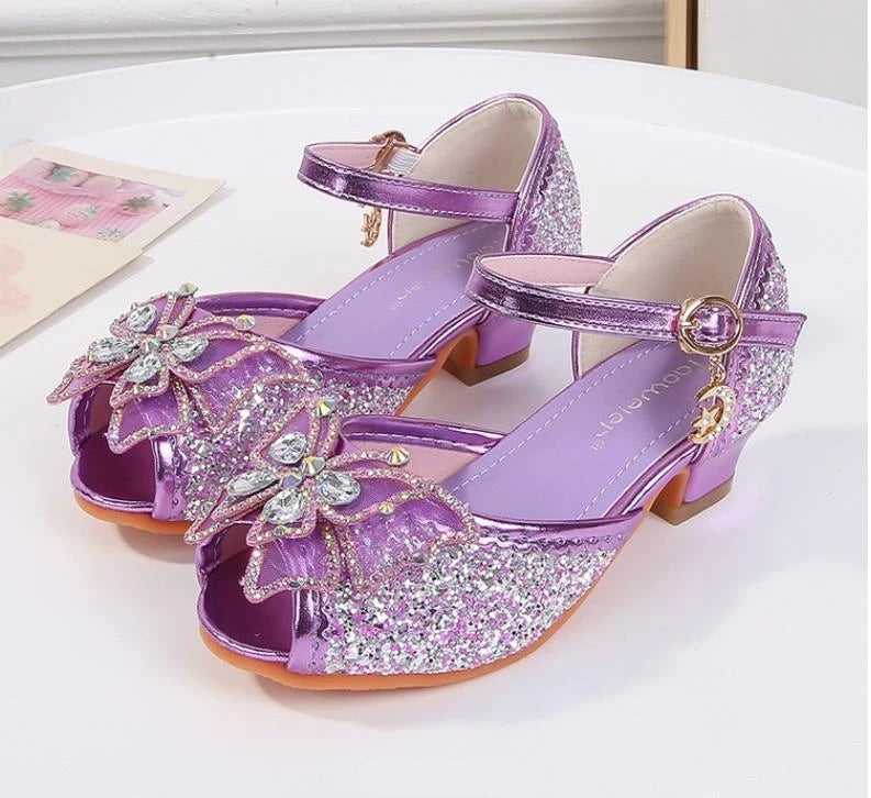 Party Shoes for Girls Glittery Butterfly Mary Jane Sandals Purple Gold Pink Blue
