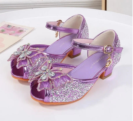 Party Shoes for Girls Glittery Butterfly Mary Jane Sandals Purple Gold Pink Blue