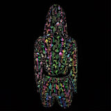 Reflective Mushroom Print Shorts Cropped Hoodie