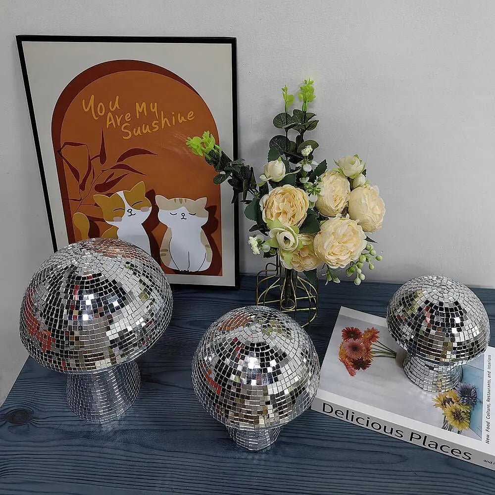 Retro Disco Mushroom Shape Mirror Ball Home Decorations