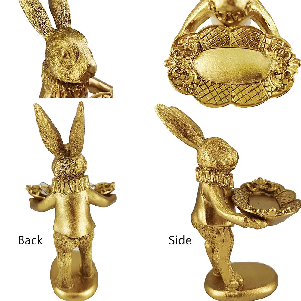 Golden Bunny Butler Home Decor