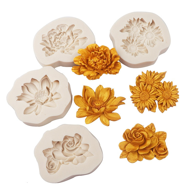 Peony Sunflower Lotus Rose Silicone Flower Moulds