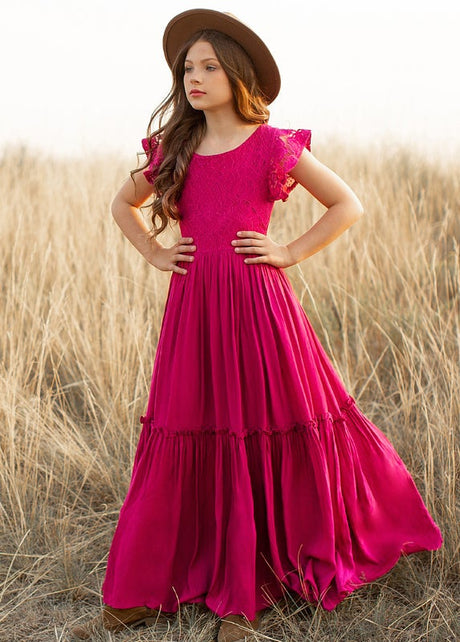 Girls Maxi Lace Chiffon Photoshoot Dresses For 3-15 Years