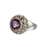 The Eye of Joy S925 Sterling Silver Ring Natural Amethyst Zircon