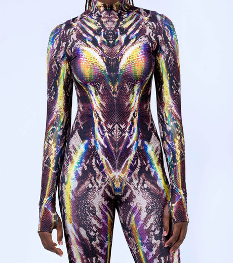 Multicolour Goddess Jumpsuit Cosplay Rave Festival Party Outfit