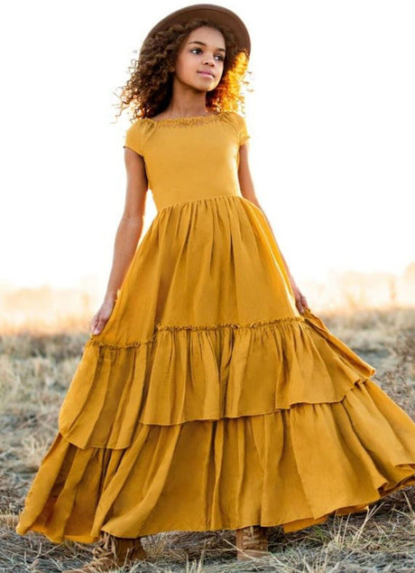 Girls Maxi Lace Chiffon Photoshoot Dresses For 3-15 Years