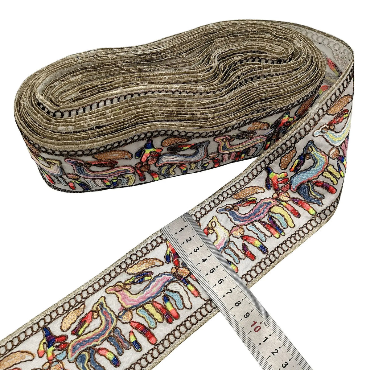 1 Yards Embroidered Rose Lace Trim Jacquard Ribbon DIY Craft Making Sewing Supplies