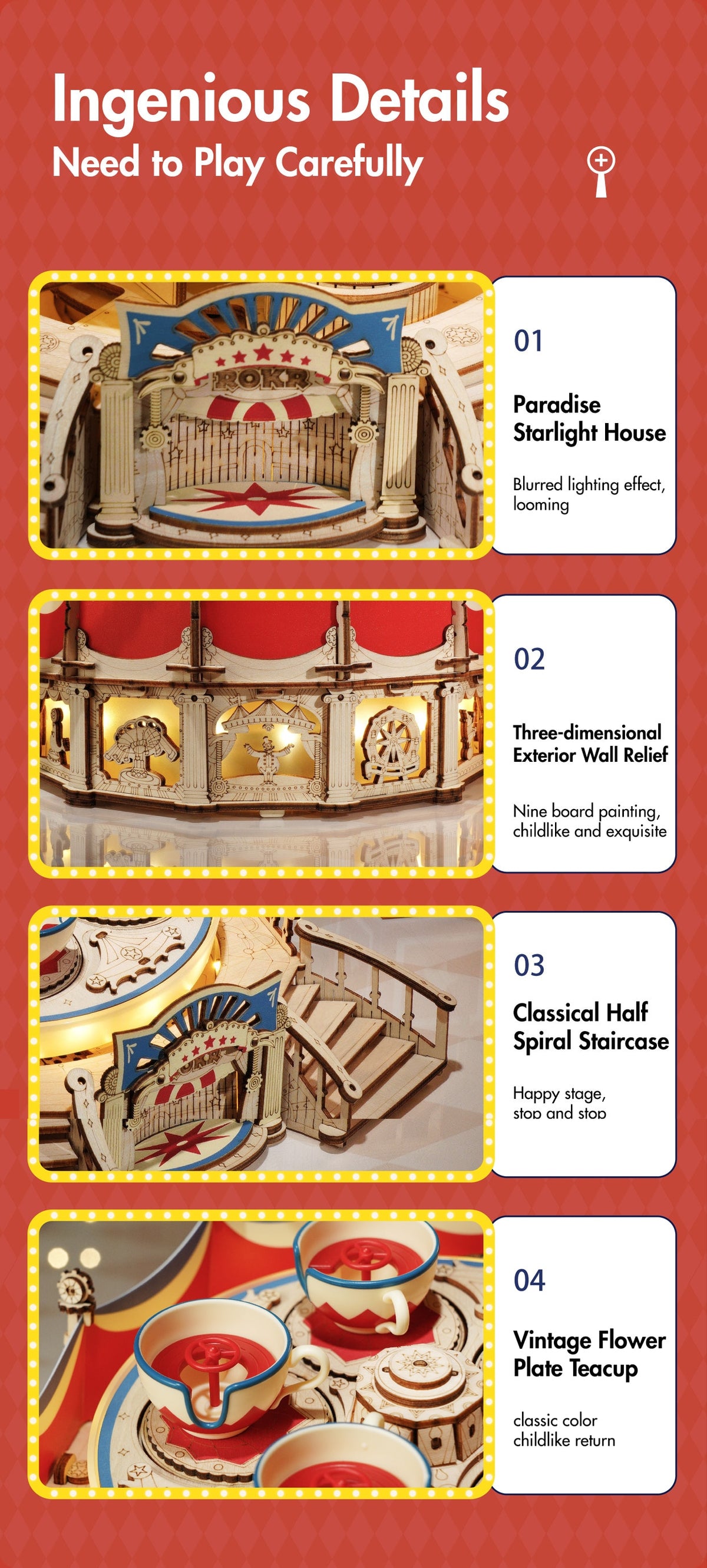 Tilt-A-Whirl Kit DIY Wooden Model Kit