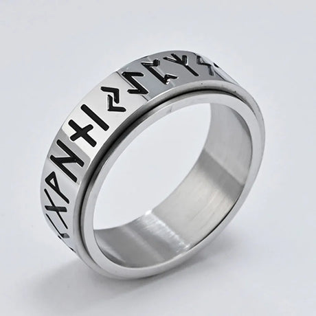 Nordic Viking Runes Spinning Ring Titanium Steel Anxiety Jewellery
