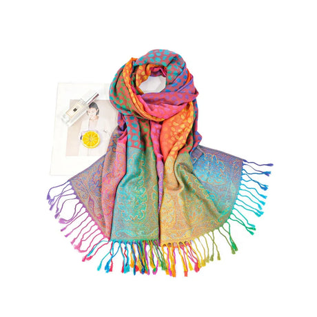 Rainbow Pashmina Scarfs Large Soft Warm Shawl Wrap