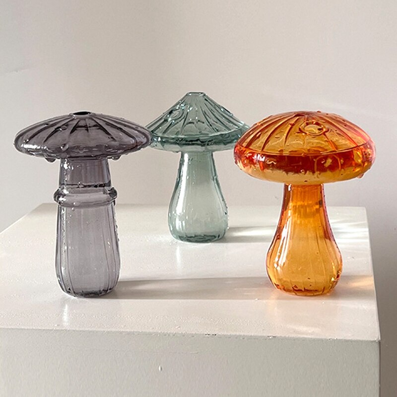 Mushroom Glass Vase Plant Hydroponic Terrarium Vase