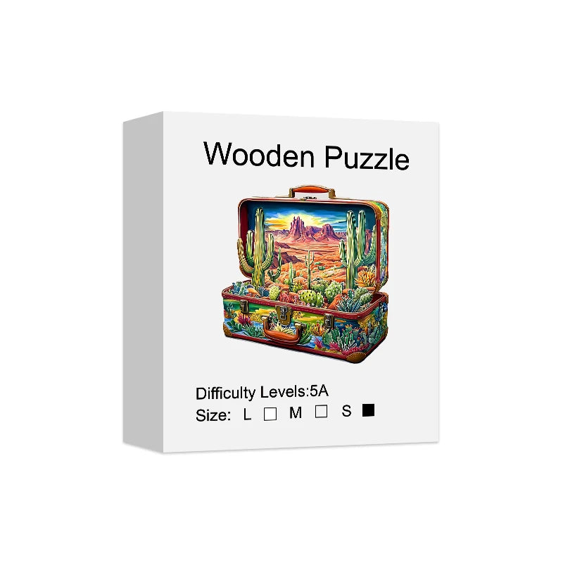 Arizona Adventures Cactus Suitcase Unique Shape Wooden Jigsaw Puzzles