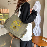 Honey Bee Print Canvas Shoulder Bag Crossbody Messenger Bag