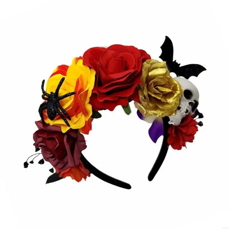 Skull Bat Roses Halloween Theme Flower Hairband