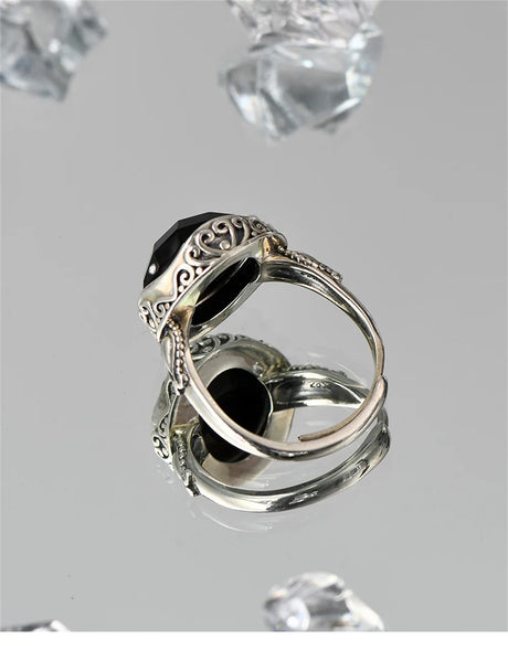 The Night's Court S925 Sterling Silver Ring Ancient Totem Rhombus Agate