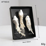 Set of Three Handmade Glitter Finish Christmas Tree Bird Decoration