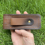 15 CM Pocket Knife Holder Embossed Genuine Leather Scabbard Pocket Knife Sheath Case Belt Holsters