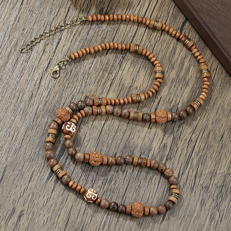 Bohemian Vintage Style Men's Wooden Bead Necklace