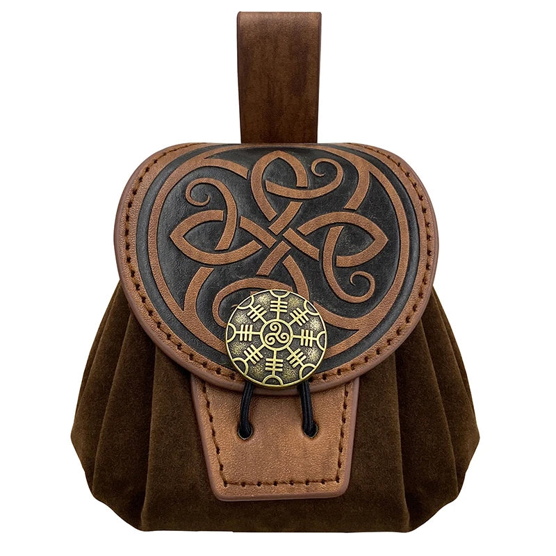 Medieval Pu Leather Belt Waist Coin Purse Drawstring Bag