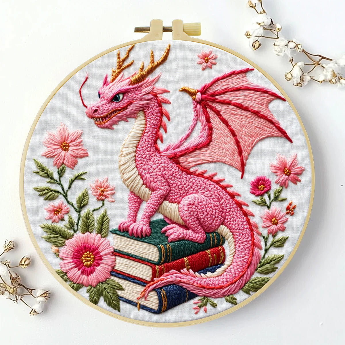 Pink Dragon DIY Embroidery Kit for Beginners