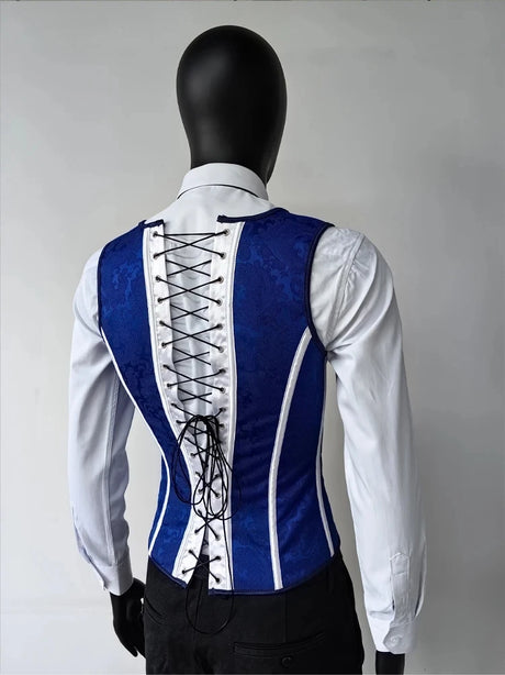 Vintage Circus Men's Boned Waistcoat Corset Vest Lace Up Burlesque Performance Stage Costume