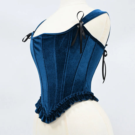 Delphine's Velvet Corset Over Bust Lace Up Boned Bodice 4 Colours